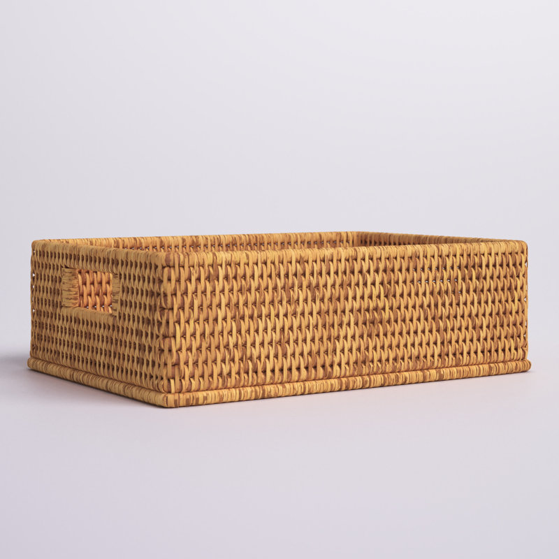 Dotted Line™ Rattan Rectangular Basket with Rounded Corners and Cutout